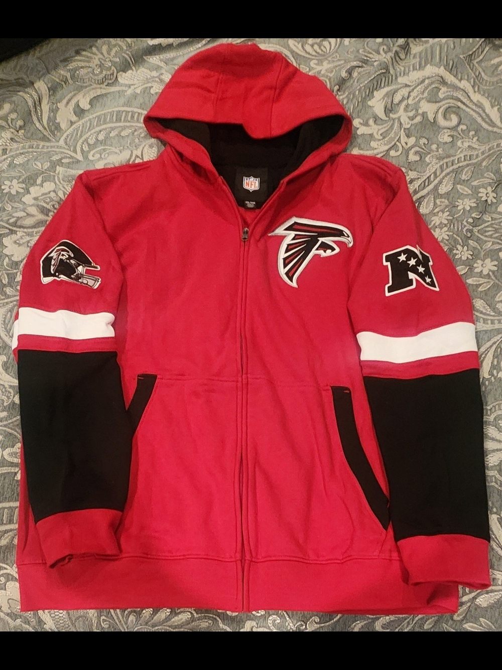 NFL Red and Black Atlanta Falcons Hooded Full-Zip Sweatshirt
